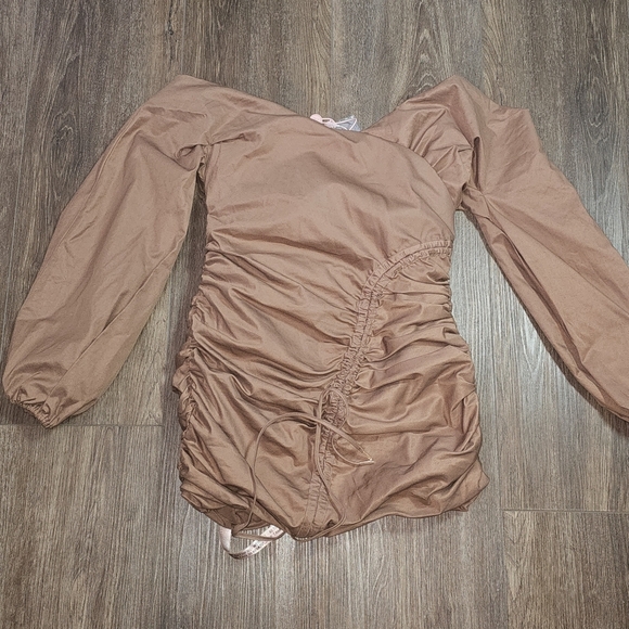 House Of CB Womens Dress Sz M Indra Mocha Off Shoulder Mini,Party,Dance Ruched - Picture 8 of 15